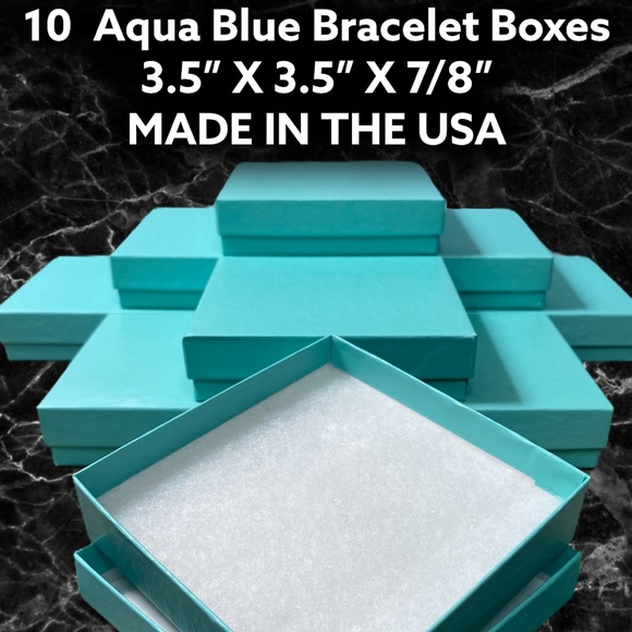 10 Aqua Bracelet Jewelry Boxes CLEARANCE - Picture 2 of 5